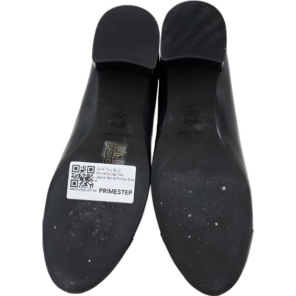 Tory Burch Cap-Toe Ballet Pumps Black Block Heel Women's US 8 - Picture 6 of 6
